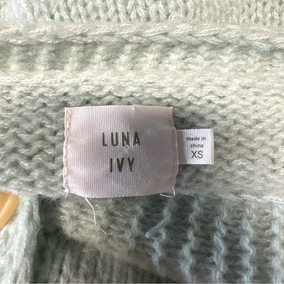 Luna Ivy cardigan sweater Floral 3d Embroidered size xs Women's size xs mint - Picture 5 of 6
